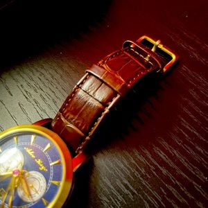 Adee Kaye Men’s Automatic Stainless Steel and Leather Dress Watch